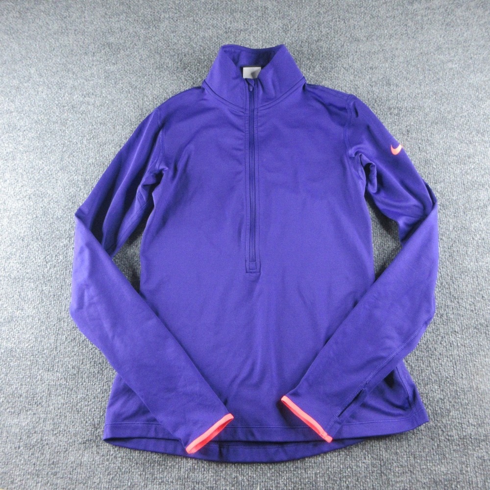 Nike Pro Jacket Womens M Purple 1/4 Zip Dri-FIT Pullover Workout Athletic Gym